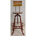 Vintage Industrial Bar Stool Recycled Wooden Red Disstressed color